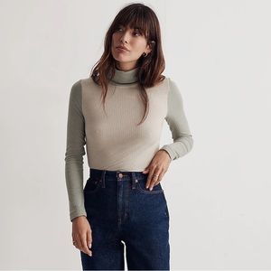 NWT Madewell Colorblock Ribbed Turtleneck Top Size Medium